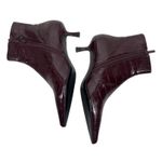 Mango  Pointed Toe Crocodile Kitten Heel Ankle Boots Burgundy Size 36/ 6 Photo 6