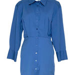 ZARA Collared Button Blogger Shirt Dress XS Blue Modest Office Church Business Photo 0