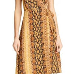 Joie  Yellow Black Wrap Midi Dress V-Neck Cap Sleeve Size S Photo 0