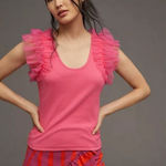 Dolan tulle sleeve tank pink size small‎ Photo 0