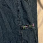 Denim Floral Embroidered Dress Blue Size XL Photo 3