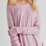 Free People  We the Free Pink Waffle Oversized Long Sleeve Blouse Size‎ Small Photo 0