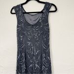 Adrianna Papell Blue Beaded Gown Womens 4P Formal Maxi Dress Box Pleat Prom Photo 9