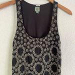 Anthropologie HWR Monogram Embroidered Black Tank Top Metallic Boho Artsy Photo 1