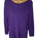 Talbots  Side Button Pullover Sweater Wide Neck Soft Knit Purple L Photo 0