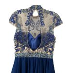 Sherri Hill  Blue Nude Beaded Skater Cocktail Dress Size 4 Photo 4