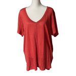 Tahari   100% Linen Top Orange Short Sleeve V-Neck Sz 1X NWT Photo 1