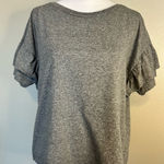 Madewell  Heather Gray Ruffled Sleeves Short Sleeve Top Photo 0