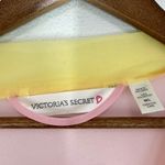 Victoria's Secret Vintage 90s Pink Sheer Chiffon Long Robe Kimono Yellow Trim Photo 3