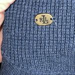 Ralph Lauren Lauren Women's Navy Blue Cowl Neck Waffle Knit Cotton Sweater L Photo 5