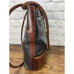 Brighton Leather Black Brown Leather Tote Alligator Accents Vintage Photo 2