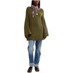 Free People  Boat Neck Tunic Sweater in Chive Combo Size X-Large Photo 1
