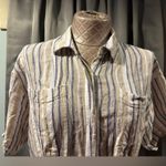 Banana Republic  Pintuck Linen Blend Shirt Dress Size M Multi Stripe Missing Belt Photo 3