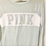PINK - Victoria's Secret Victorias Secret Pink Size XS Blue Spell Out Crewneck Quarter Sleeve T-shirt Photo 1