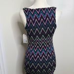 Adam Levine New w/ Flaws Chevron Body Hugging Midi Dress Woman’s Size Medium Black Multi Photo 2