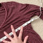 American Eagle Soft & Sexy Striped V-Neck Long Sleeve Shirt Small Maroon FLAWS Photo 5
