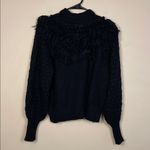 NWT Stellah New York Women’s Crochet Fringe Black Turtleneck Sweater Photo 4