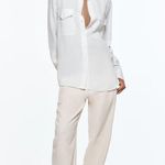 ZARA nwt casual white oversize boyfriend mom butron up shirt top blouse Photo 7