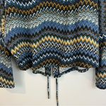 Ariella  Blue Zig Zag Chevron Cowl Neck Lace Up Pullover Sweater Size Large Photo 10