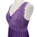 Vintage 80s Lace Bodice Nightgown Nylon Stretchy Full Sweep Shadowline Purple M Size M Photo 4