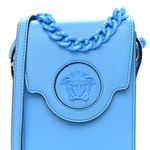 Versace  La Medusa Blue Leather Mini Crossbody Bag with Chain and Strap Photo 12
