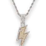 Lightning Pendant Necklace for Men Women Streetwear Unisex Hip Hop Style Silver Photo 0