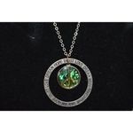 Avenue  Vintage 70's Abalone Peace Pendant Silver Tonr Link Chain Necklace Photo 1