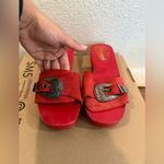 Free People Women's Red Westtown Wood Slide Clogs Suede Size 39 Photo 1