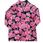 Mud Pie  Pink Floral Quarter Zip Sweatshirt Photo 0