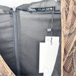 ZARA NWT Tulle V-Neck Ruched Bodycon Mini Dress S Brown Photo 5