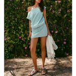 Mango  Elastic Waist Cotton Dress Sky Blue NWT Teen's Small Photo 1