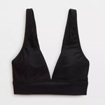 Aerie Plunge Longline Triangle Bikini Top in Black Size M NWT Photo 1