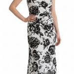 Lillie Rubin White Black Floral Strapless Beaded Evening Dress 12 Photo 0