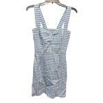 Reformation  Brigitte Linen Dress 6 EUC Blue White Gingham Cottagecore Smocked Photo 2