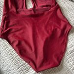 Aerie burgundy plunge deep V halter full coverage one piece swimsuit large Photo 2