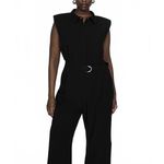 Mango Linen Blend Jumpsuit With Belt Clips Black NWT Size Large Photo 5