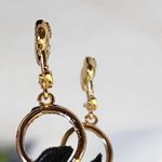 Gold Cherry Dangle Huggie Hoop Earrings Photo 3