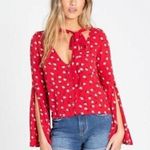 Billabong Lust Linger Neck Tie Button Down Blouse Top Women's Sz Small New Photo 0