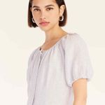 J.Crew White Peri Shadow V-Back Linen Shirtdress In Gingham Photo 3