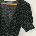 Urban Outfitters Green Floral Wrap Mini Dress Short Sleeve Lined Size Small Photo 4