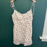 Abercrombie & Fitch Abercrombie Cherry Adjustable Tank Top White Mini Dress Tie Strap Tank Sundress Photo 2