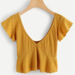 Romwe Cute Mustard Crop Top Photo 0