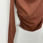 J.Crew  Asymmetrical Off The Shoulder Top Stretch Cotton Blend Brown XS NWT Photo 8