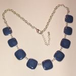 Elegant Silver Tone Blue Shimmer Enamel Statement Necklace Photo 1