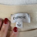 Evereve  L Large Mira Stripe Sweatshirt Tank Terry Crew Neck Relaxed Bone Cream Photo 4