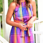 Ann Taylor New!  Petite‎ Madras Plaid Belted Halter Dress, size 2P Photo 0