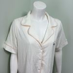 Moon milk short sleeve button down sleep shirt medium Silver Photo 4