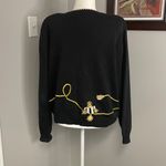 Susan Bristol  Embroidered Nautical Sailing black cardigan 90s 1996 Size XL Zip Photo 3