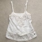 Hollister Chiffon Style White Flower Button Top Photo 0