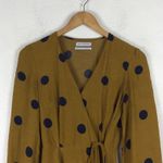 Urban Outfitters Audrey Wrap Midi Dress XS Long-Sleeve Yellow Polka Dot Woven Photo 4